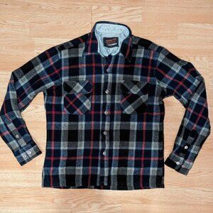 Men Wool Blend Plaid Flannel Button Shirt Size M